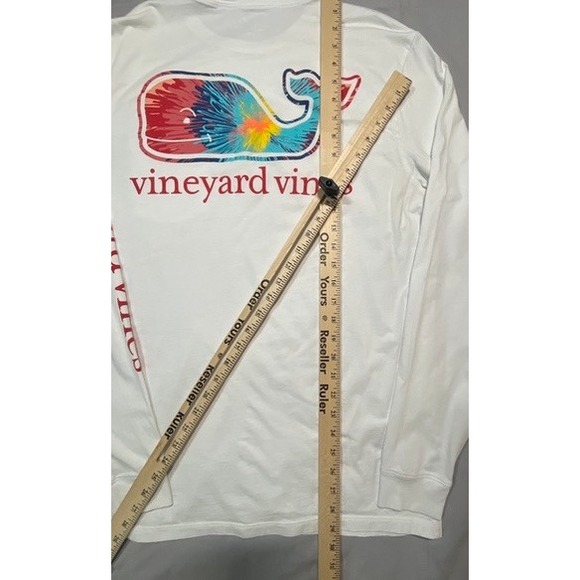 Vineyard Vines Mens White Tie Dye Whale Long Sleeve Pocket T-Shirt Size M - Picture 8 of 9